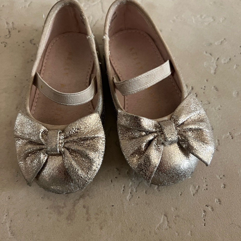 Toddler girls gold ballet flats
